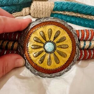 Colorful Woven Belt with Decorative Buckle